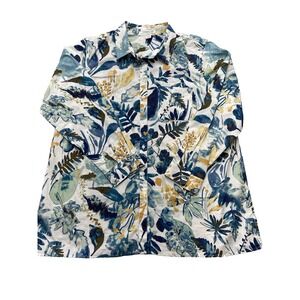 Coldwater Creak Shirt Blouse Womens Extra Large 18W Blue Soft Light Summer